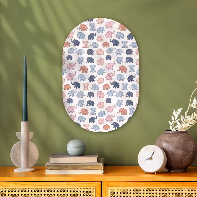 Forexbild Oval - Tiere – Muster – Kinderzimmer – Pastell – Verspielt — 3