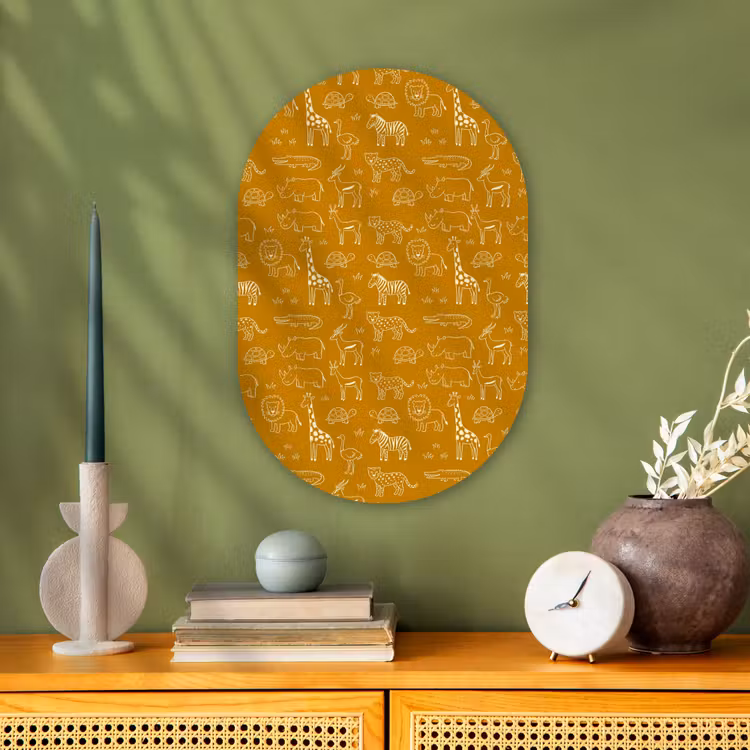 Forexbild Oval - Tiere – Safari – Muster – Kindlich – Ocker — 3