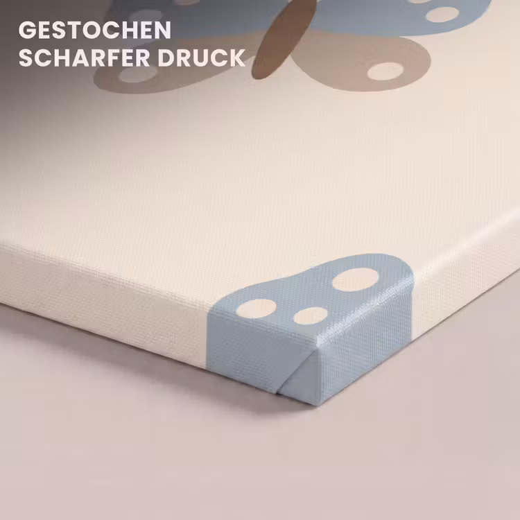 Leinwandbild - Insekt – Schmetterlingsmuster – Abstrakt – Blau – Beige — 4