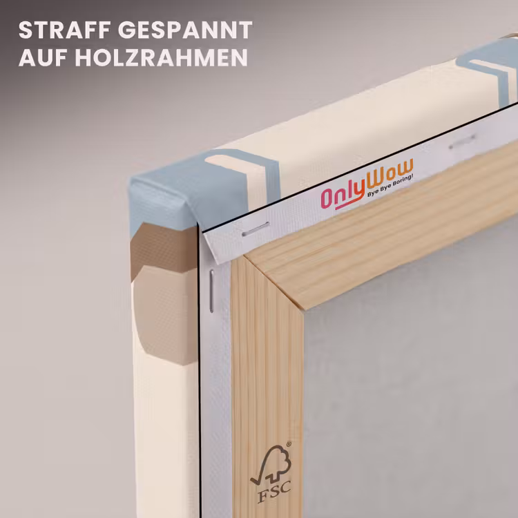 Leinwandbild - Insekt – Schmetterlingsmuster – Abstrakt – Blau – Beige — 5