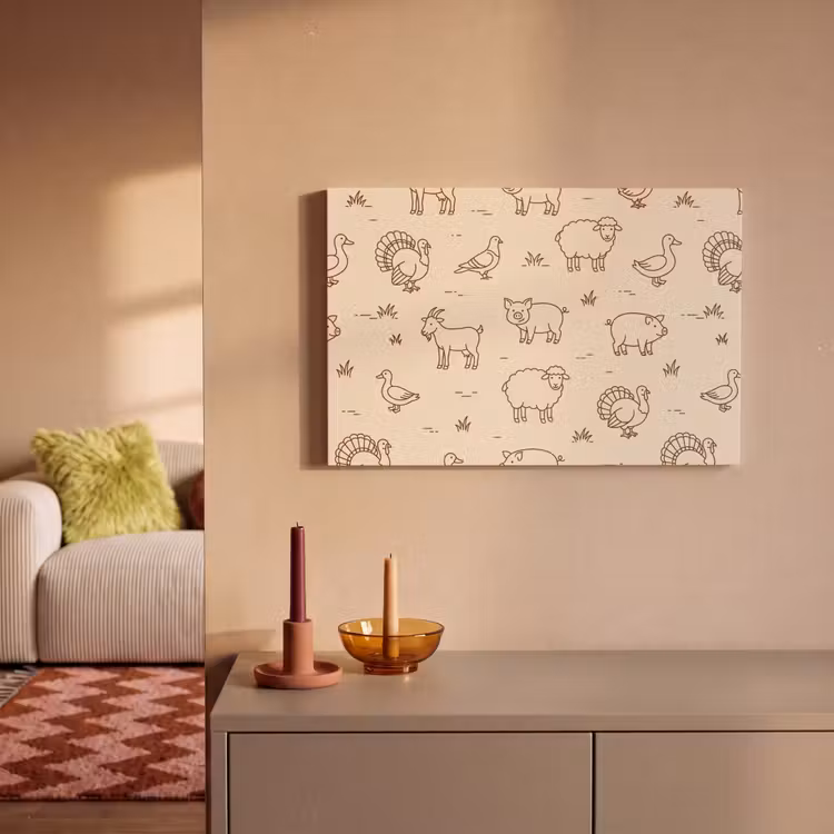 Leinwandbild - Tiere – Muster – Bauernhof – Minimalistisch – Beige — 2