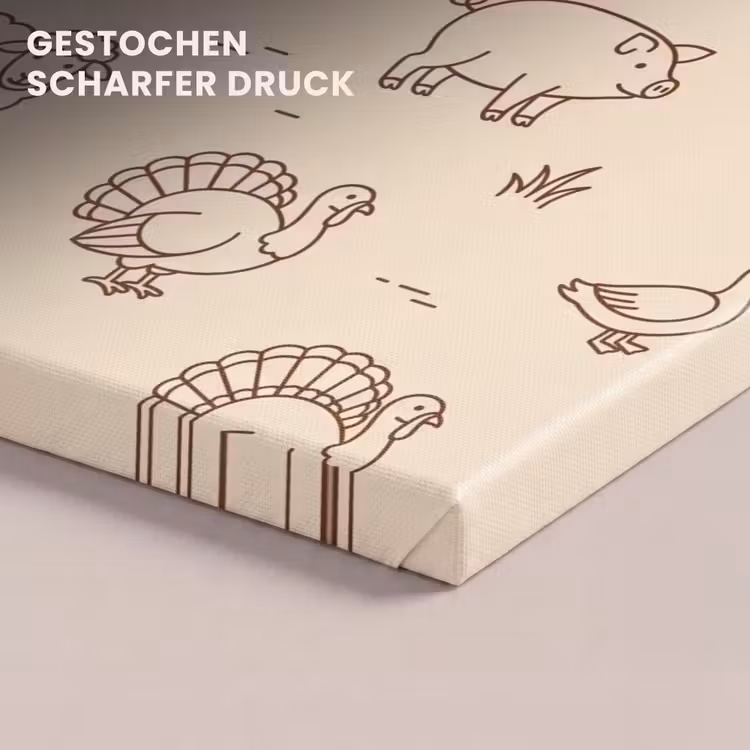 Leinwandbild - Tiere – Muster – Bauernhof – Minimalistisch – Beige — 4