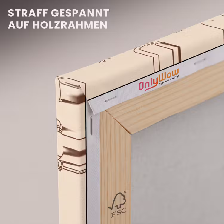 Leinwandbild - Tiere – Muster – Bauernhof – Minimalistisch – Beige — 5
