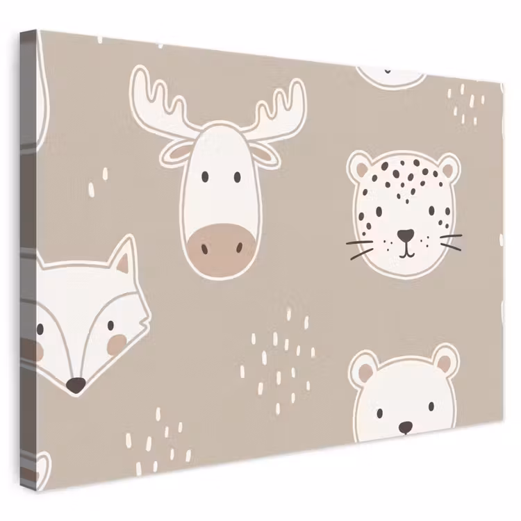 Leinwandbild - Tiere – Muster – Illustration – Modern – Beige — 1