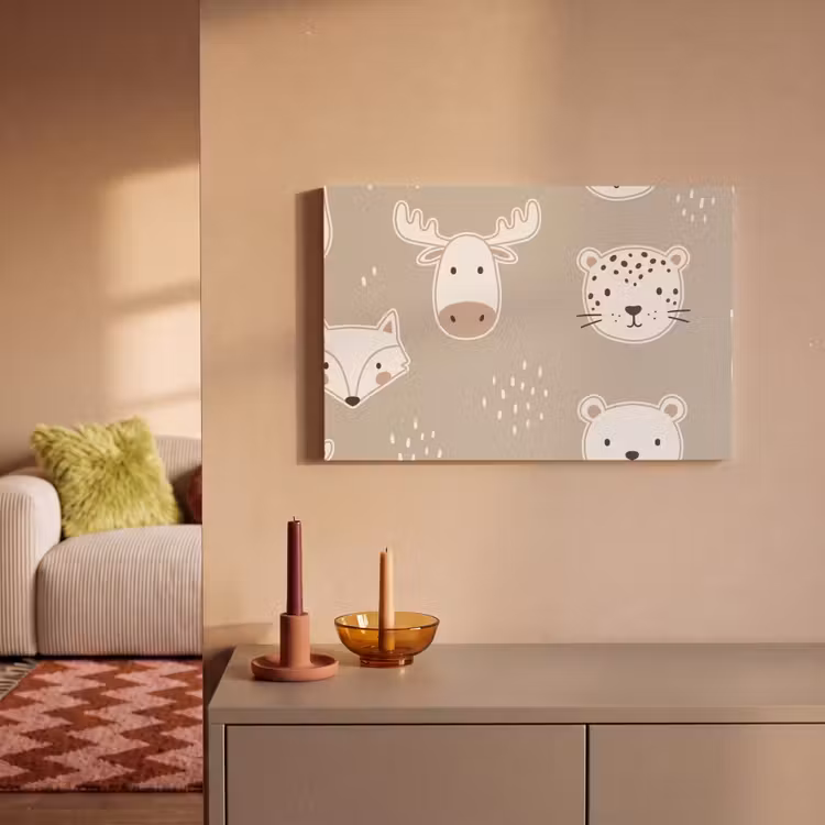 Leinwandbild - Tiere – Muster – Illustration – Modern – Beige — 2