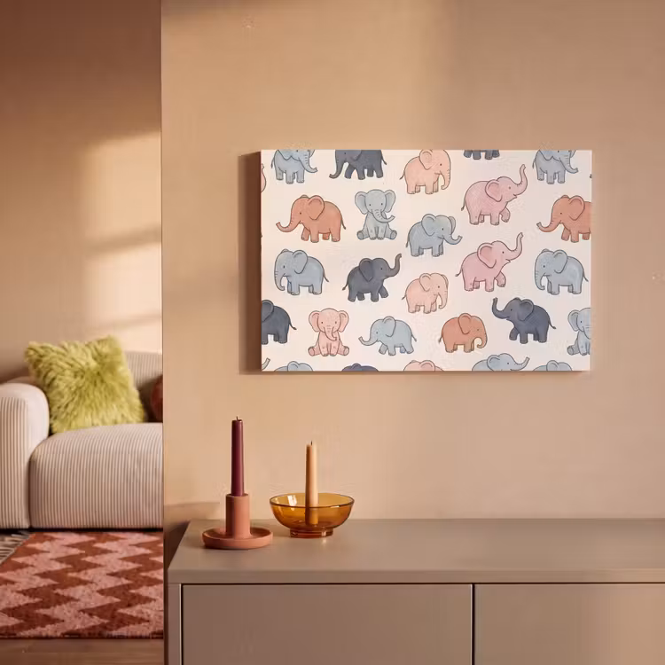 Leinwandbild - Tiere – Muster – Kinderzimmer – Pastell – Verspielt — 2