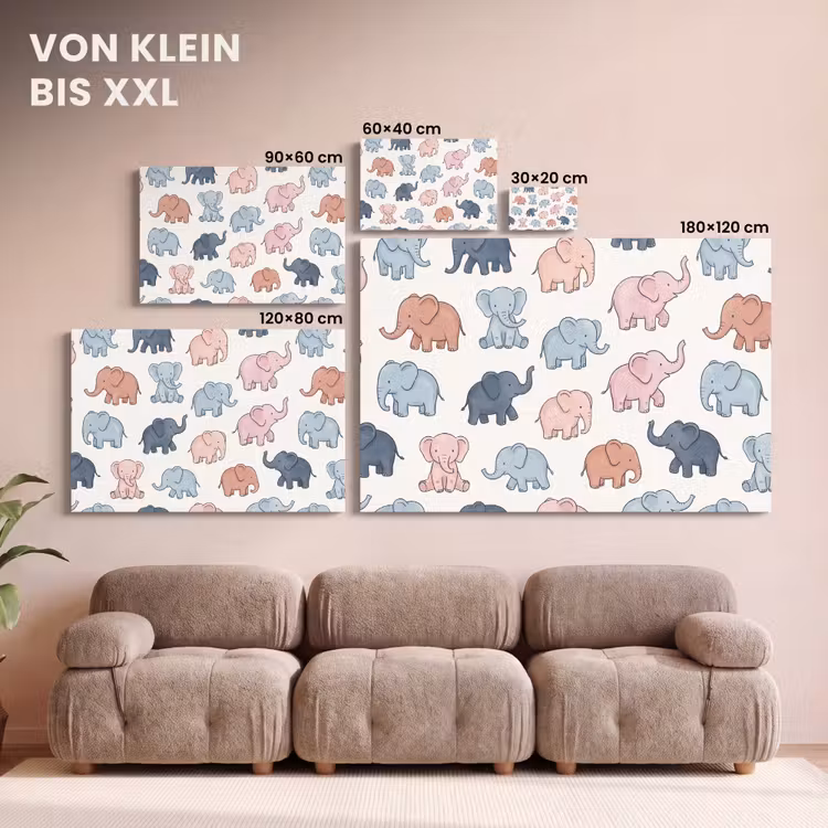 Leinwandbild - Tiere – Muster – Kinderzimmer – Pastell – Verspielt — 6