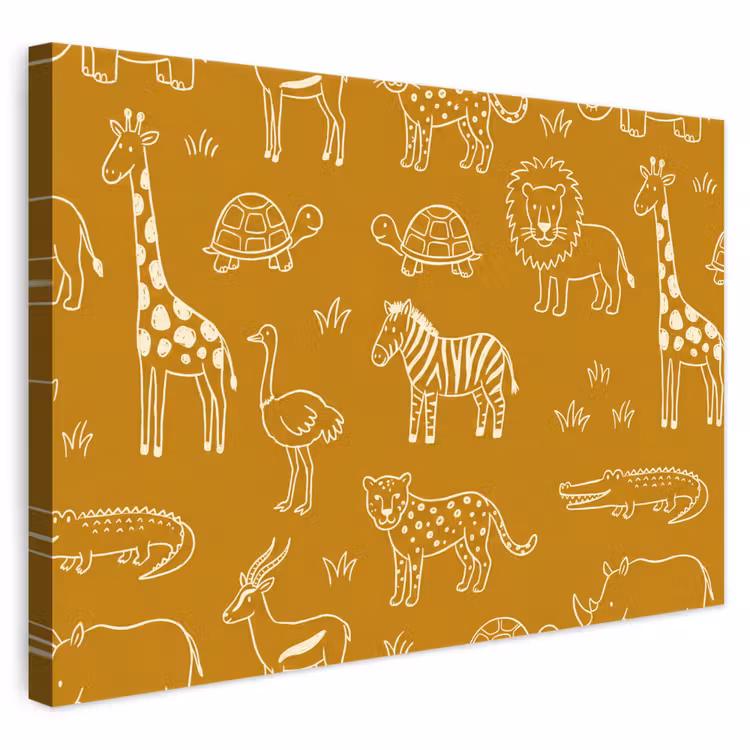 Leinwandbild - Tiere – Safari – Muster – Kindlich – Ocker — 1