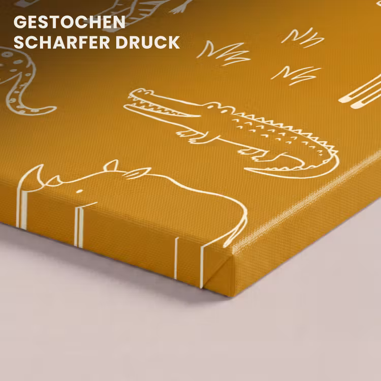 Leinwandbild - Tiere – Safari – Muster – Kindlich – Ocker — 4