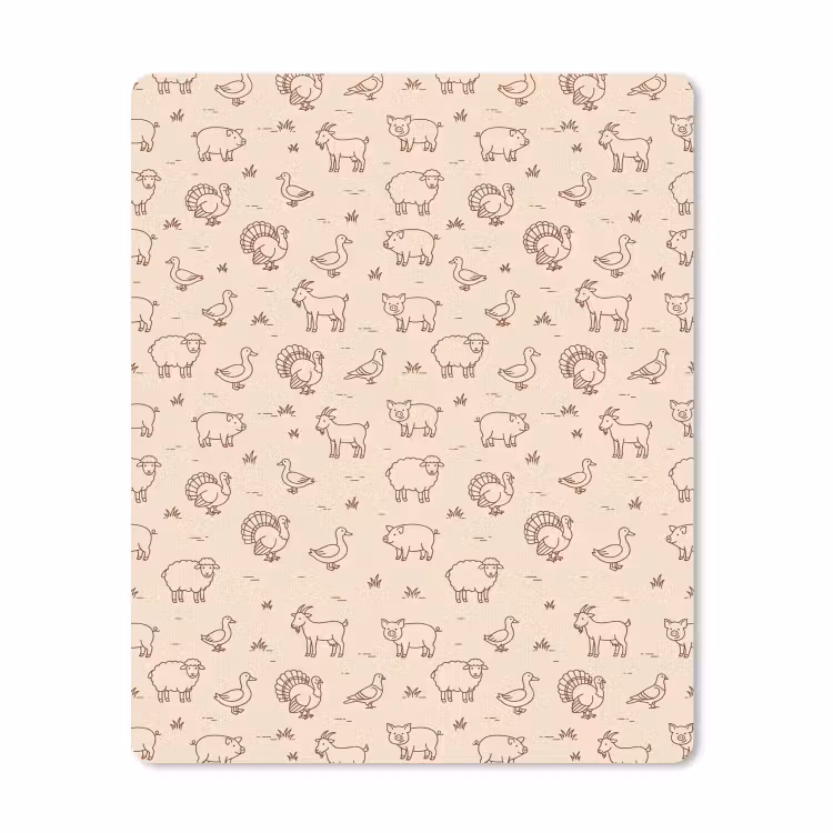 Mauspad - Tiere – Muster – Bauernhof – Minimalistisch – Beige — 1