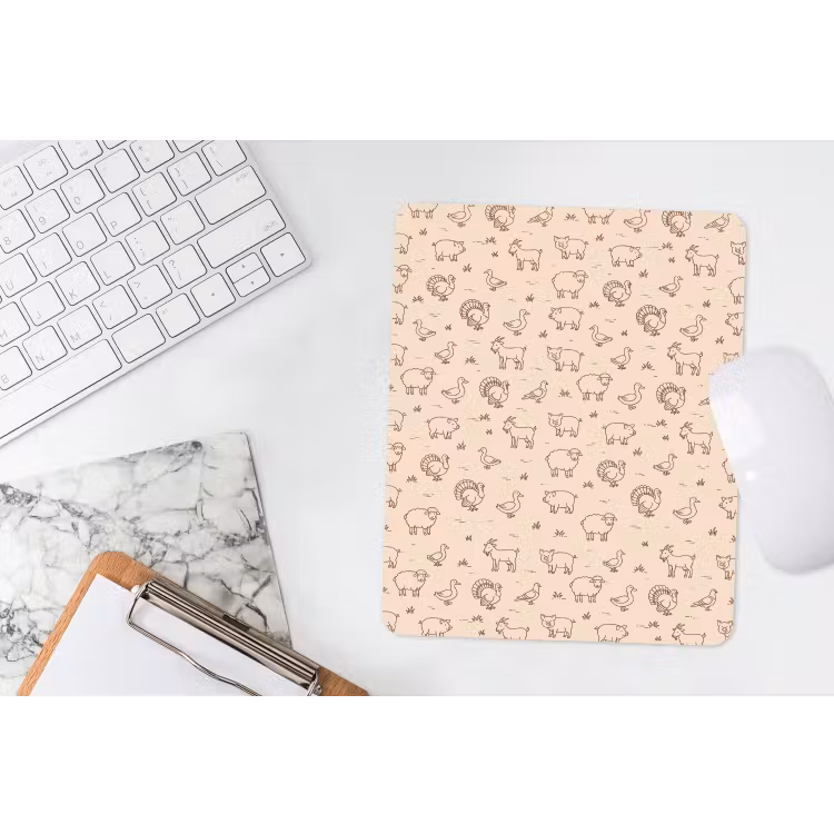 Mauspad - Tiere – Muster – Bauernhof – Minimalistisch – Beige — 4