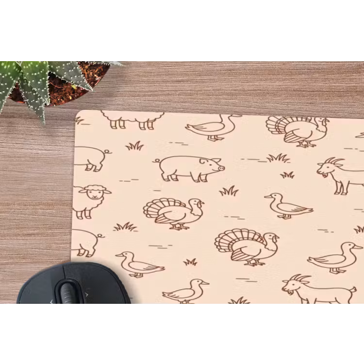 Mauspad - Tiere – Muster – Bauernhof – Minimalistisch – Beige — 5