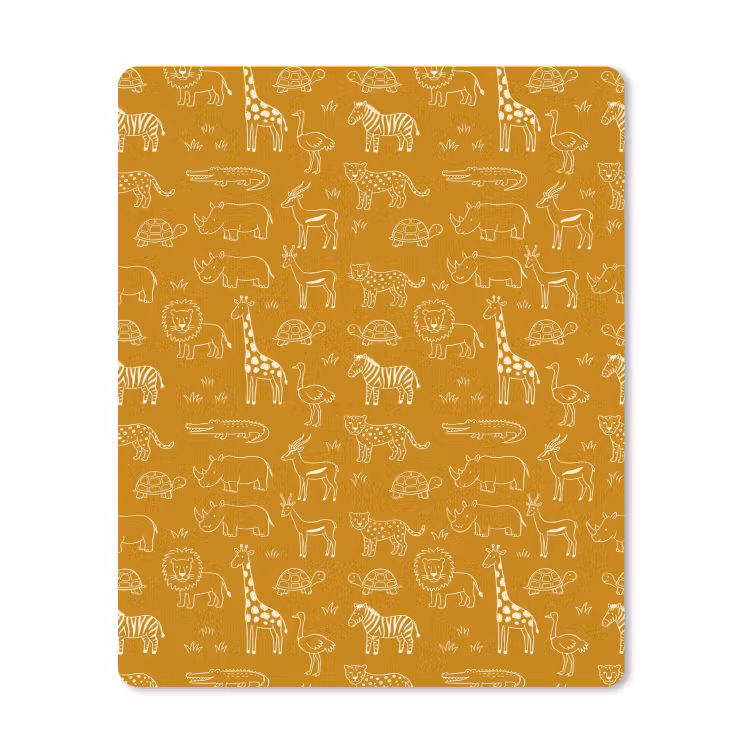 Mauspad - Tiere – Safari – Muster – Kindlich – Ocker — 1
