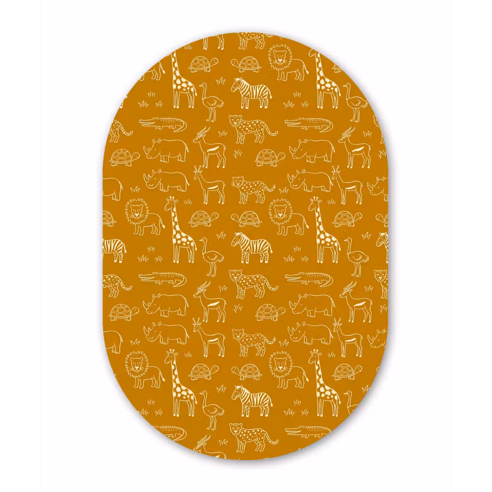Glasbild Oval - Tiere – Safari – Muster – Kindlich – Ocker — 1
