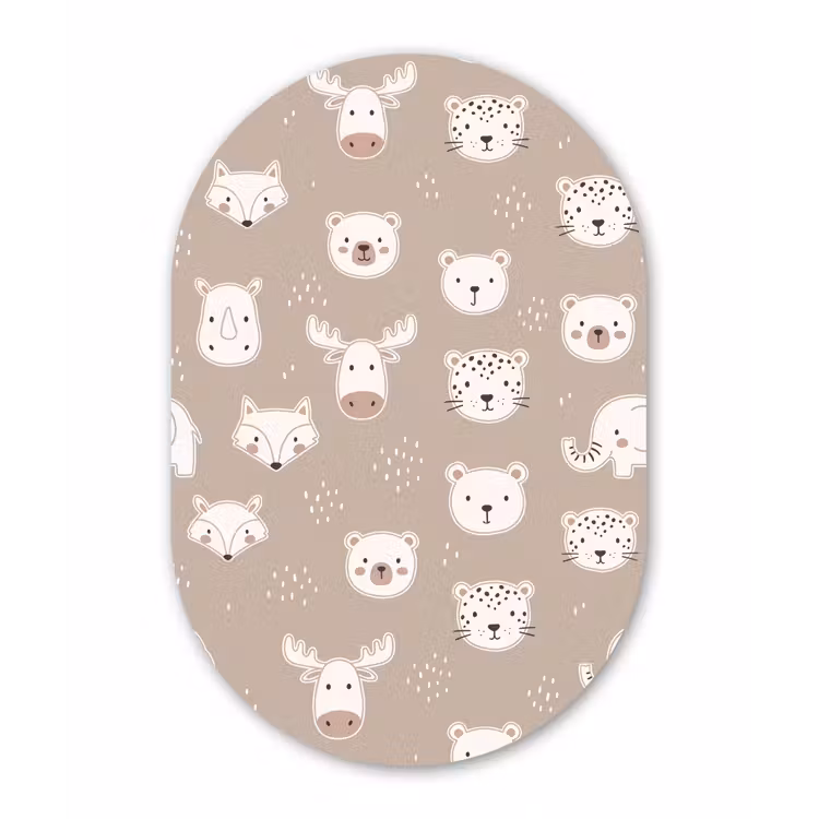 Glasbild Oval - Tiere – Muster – Illustration – Modern – Beige — 1