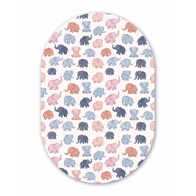 Glasbild Oval - Tiere – Muster – Kinderzimmer – Pastell – Verspielt — 1