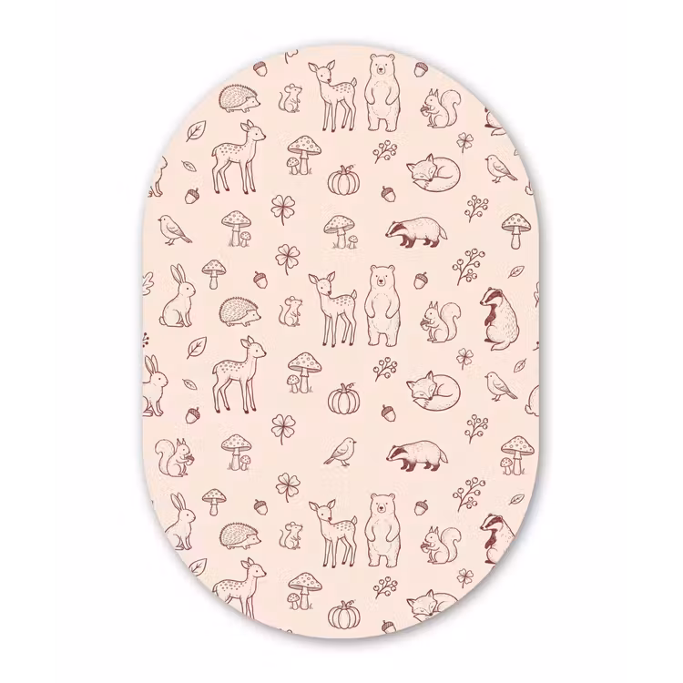 Glasbild Oval - Tiere – Wald – Natur – Skizze – Muster — 1