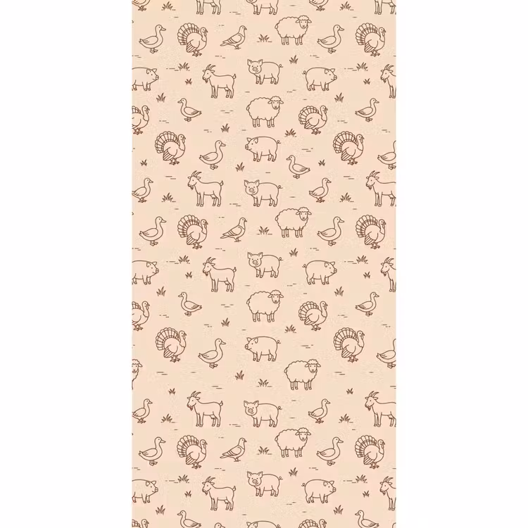 Tapete - Tiere – Muster – Bauernhof – Minimalistisch – Beige — 2