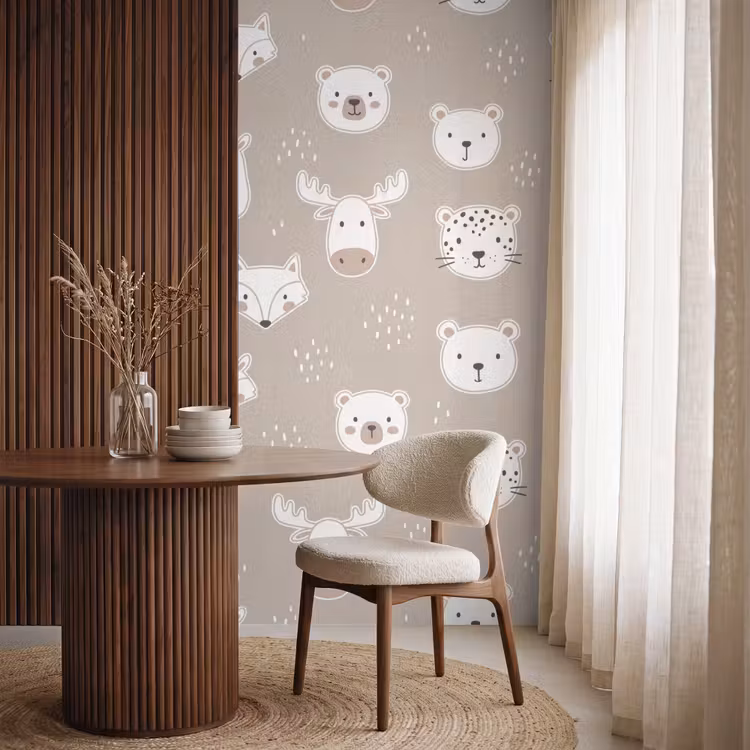 Tapete - Tiere – Muster – Illustration – Modern – Beige — 4