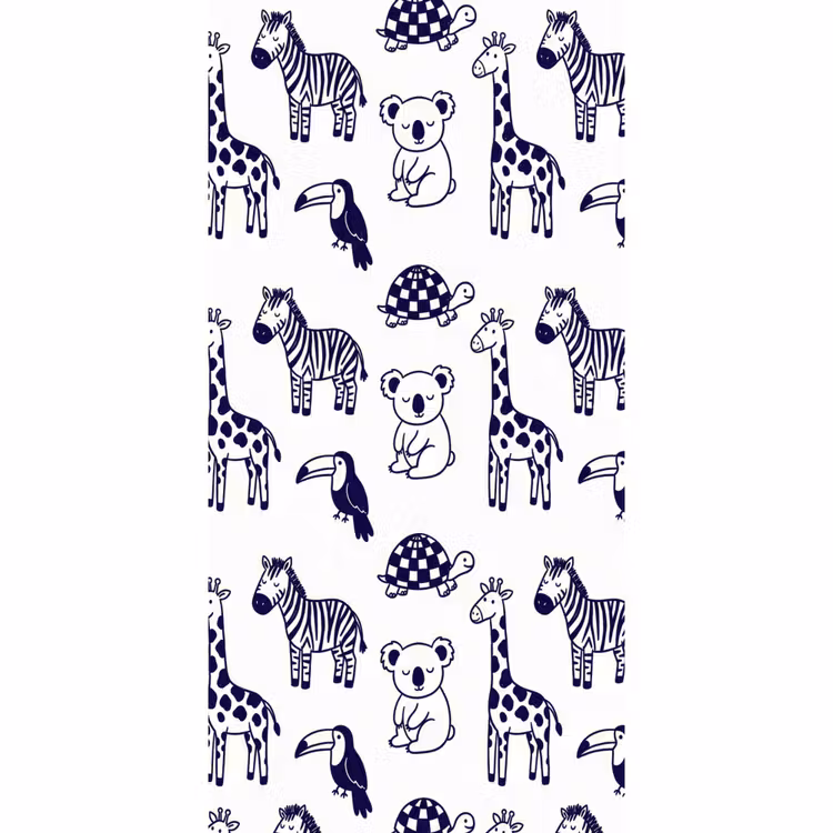 Tapete - Tiere – Muster – Kinderzimmer – Grafisch – Weiß-Blau — 2