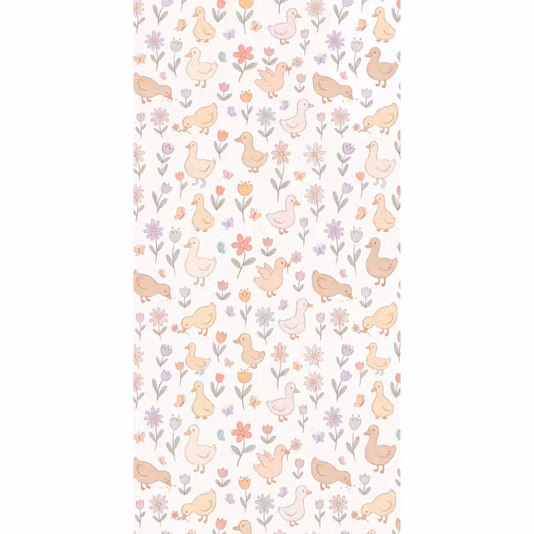 Tapete - Vogel – Blumen – Muster – Pastell – Tiere — 2
