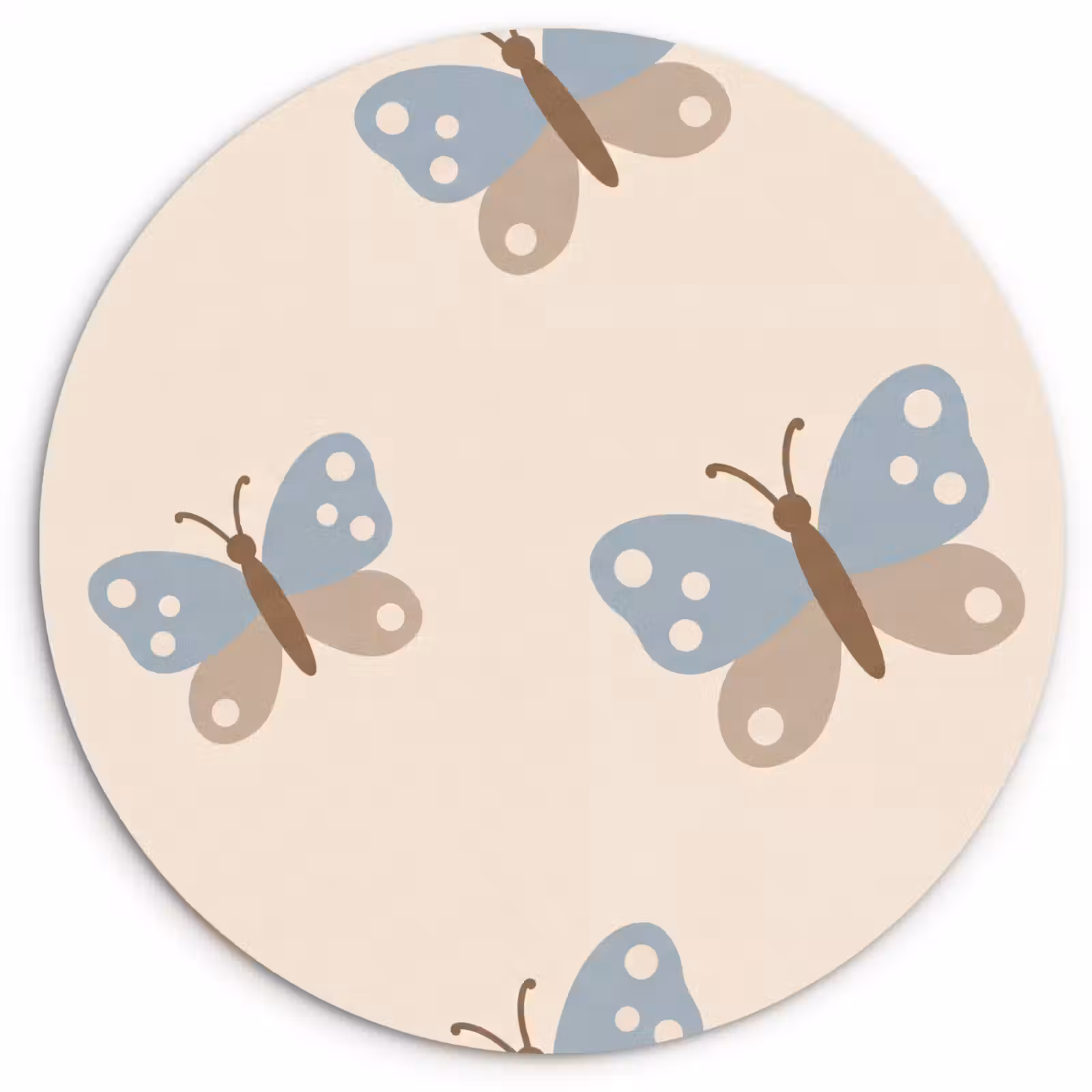 Forexbild Rund - Insekt – Schmetterlingsmuster – Abstrakt – Blau – Beige — 1