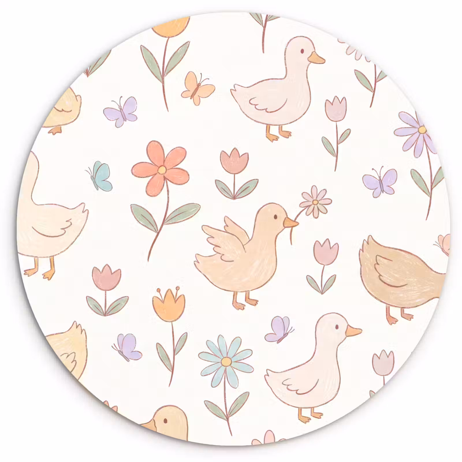 Forexbild Rund - Vogel – Blumen – Muster – Pastell – Tiere — 1