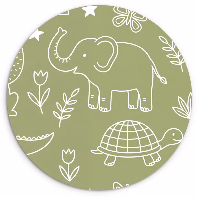 Forexbild Rund - Tiere – Muster – Illustration – Natur – Grün — 1