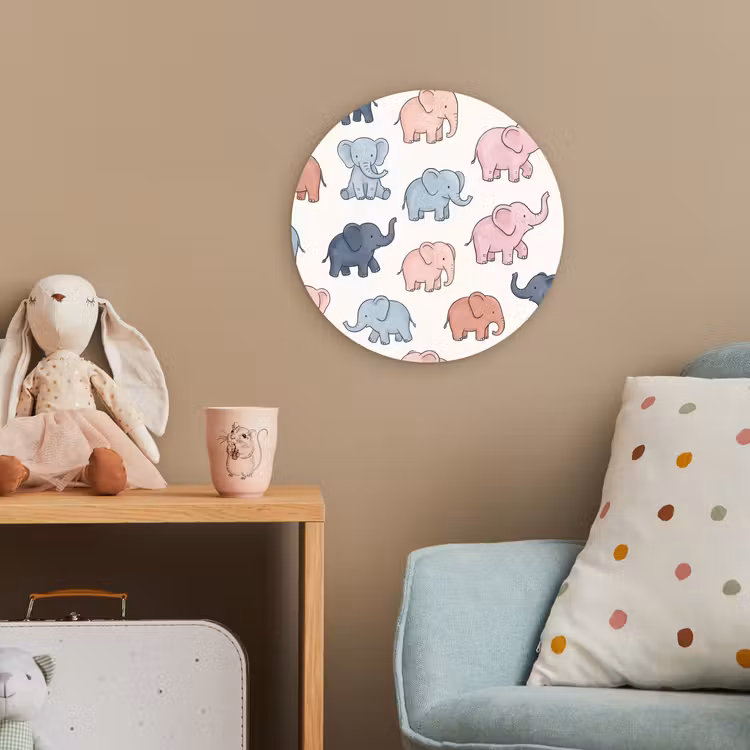 Forexbild Rund - Tiere – Muster – Kinderzimmer – Pastell – Verspielt — 5