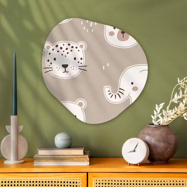 Glasbild Organische Form - Tiere – Muster – Illustration – Modern – Beige — 2