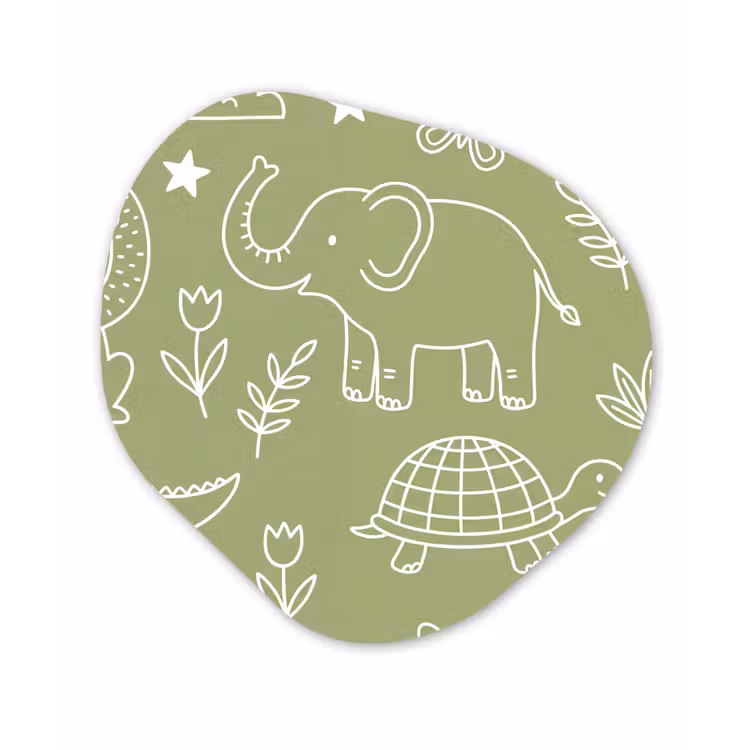 Glasbild Organische Form - Tiere – Muster – Illustration – Natur – Grün — 1