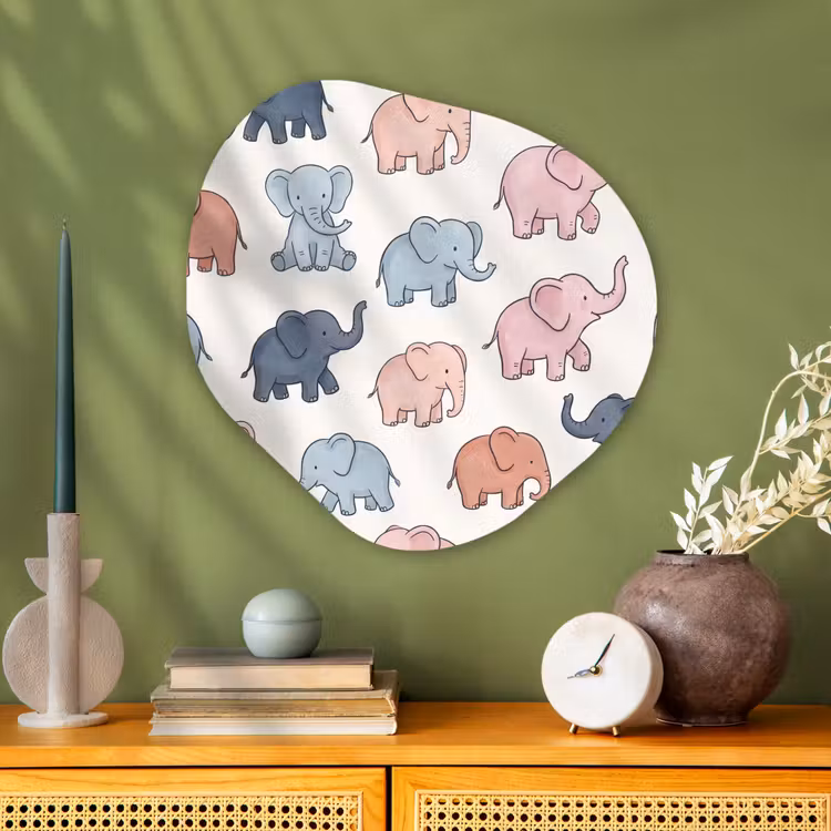 Glasbild Organische Form - Tiere – Muster – Kinderzimmer – Pastell – Verspielt — 2