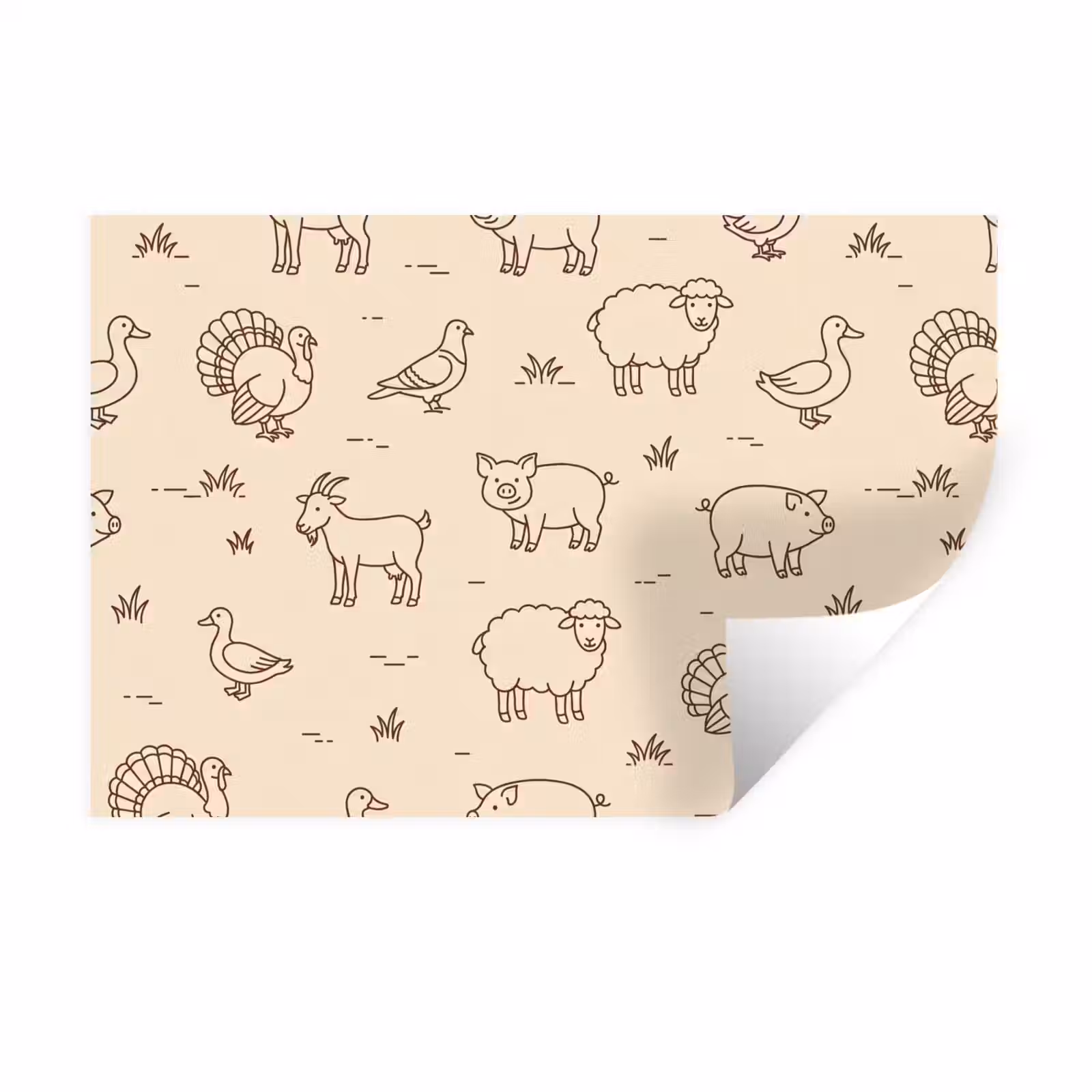 Wandtattoo – Tiere – Muster – Bauernhof – Minimalistisch – Beige — 1