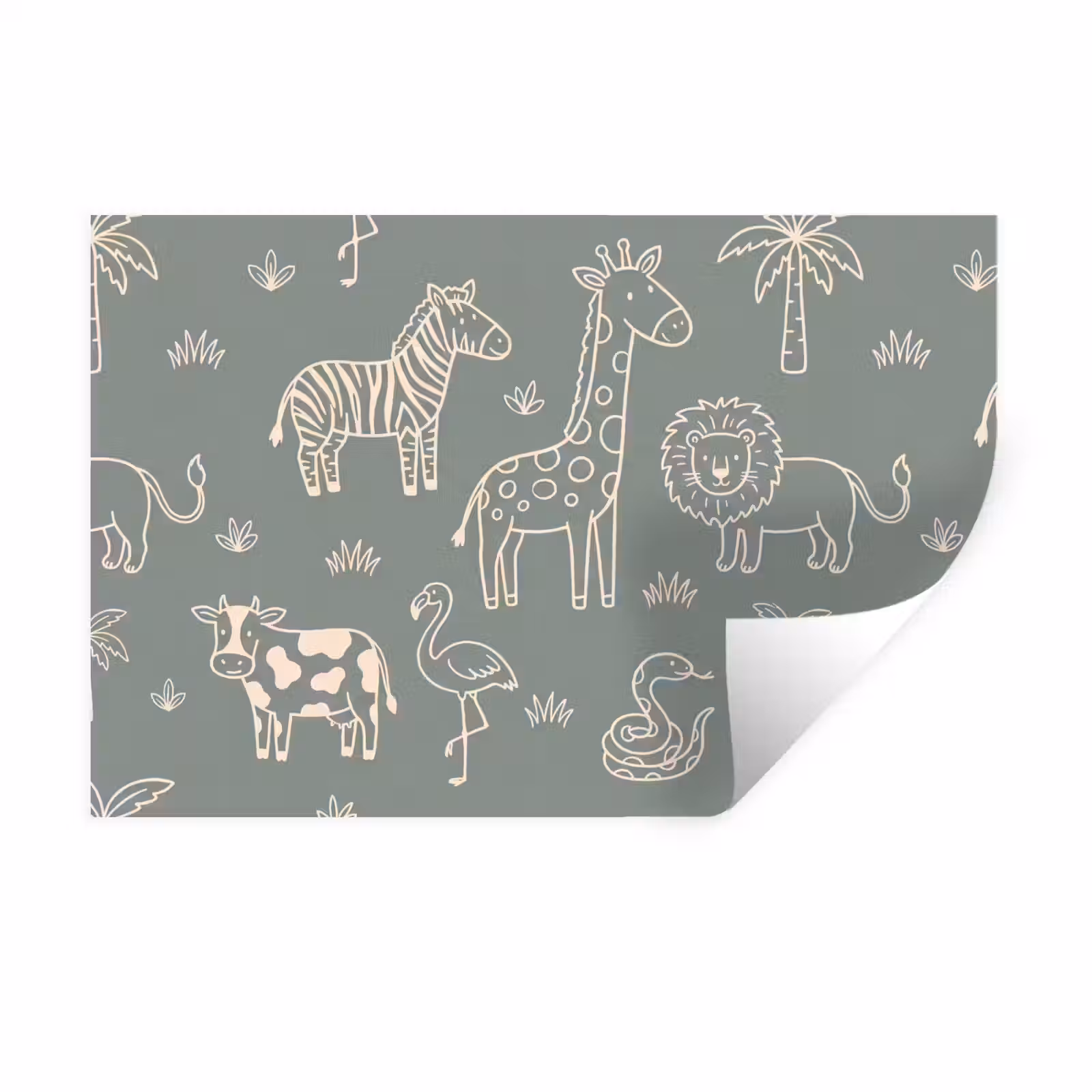 Wandtattoo – Tiere – Safari – Muster – Illustration – Grün — 1