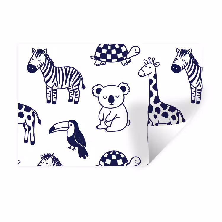 Wandtattoo – Tiere – Muster – Kinderzimmer – Grafisch – Weiß-Blau — 1