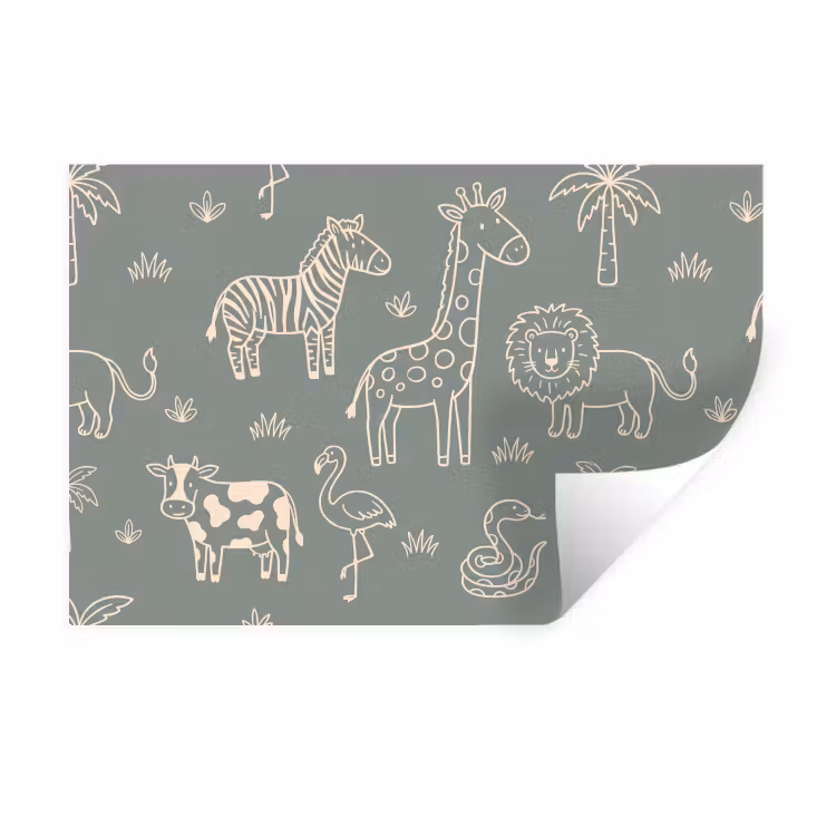 Wandtattoo – Tiere – Safari – Muster – Illustration – Grün — 1