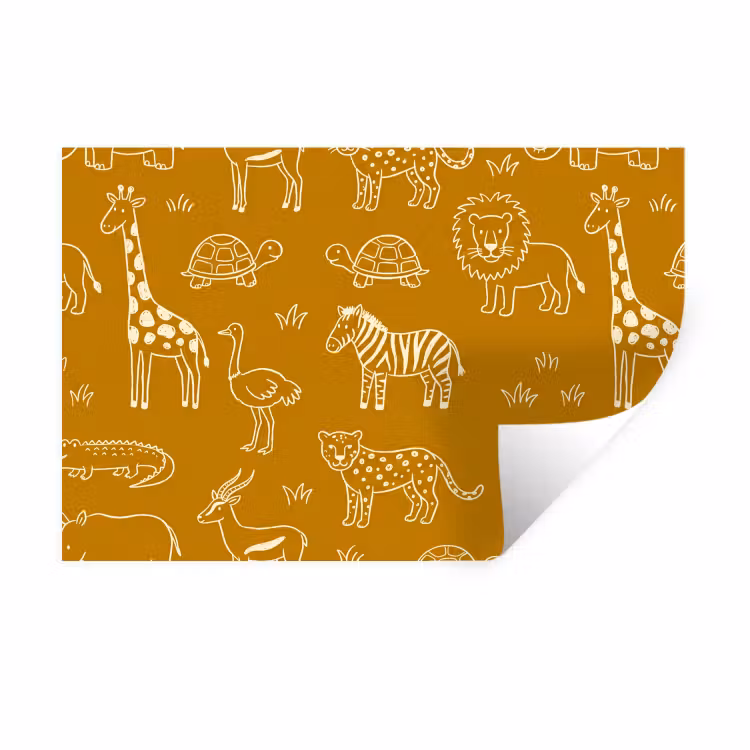Wandtattoo – Tiere – Safari – Muster – Kindlich – Ocker — 1