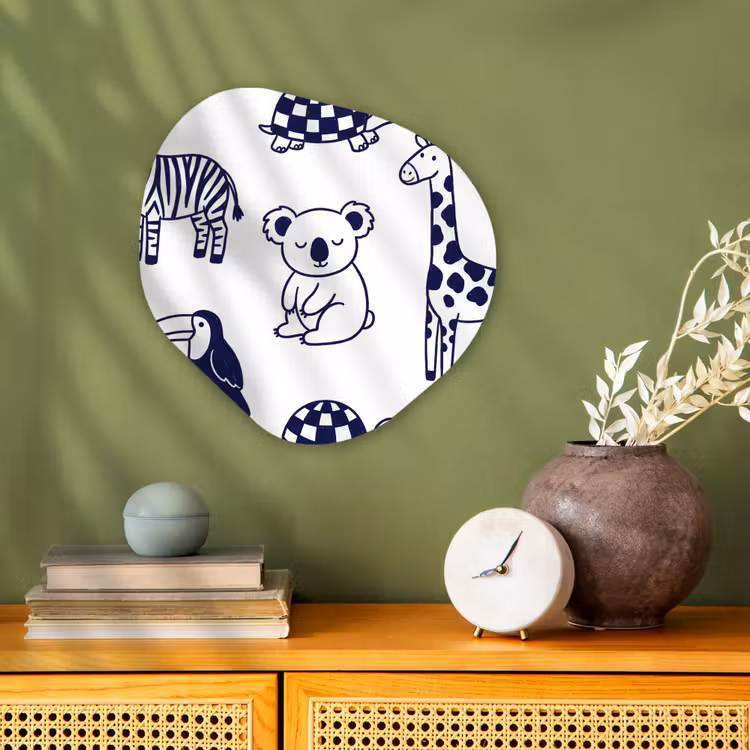 Forexbild Organische Form - Tiere – Muster – Kinderzimmer – Grafisch – Weiß-Blau — 2
