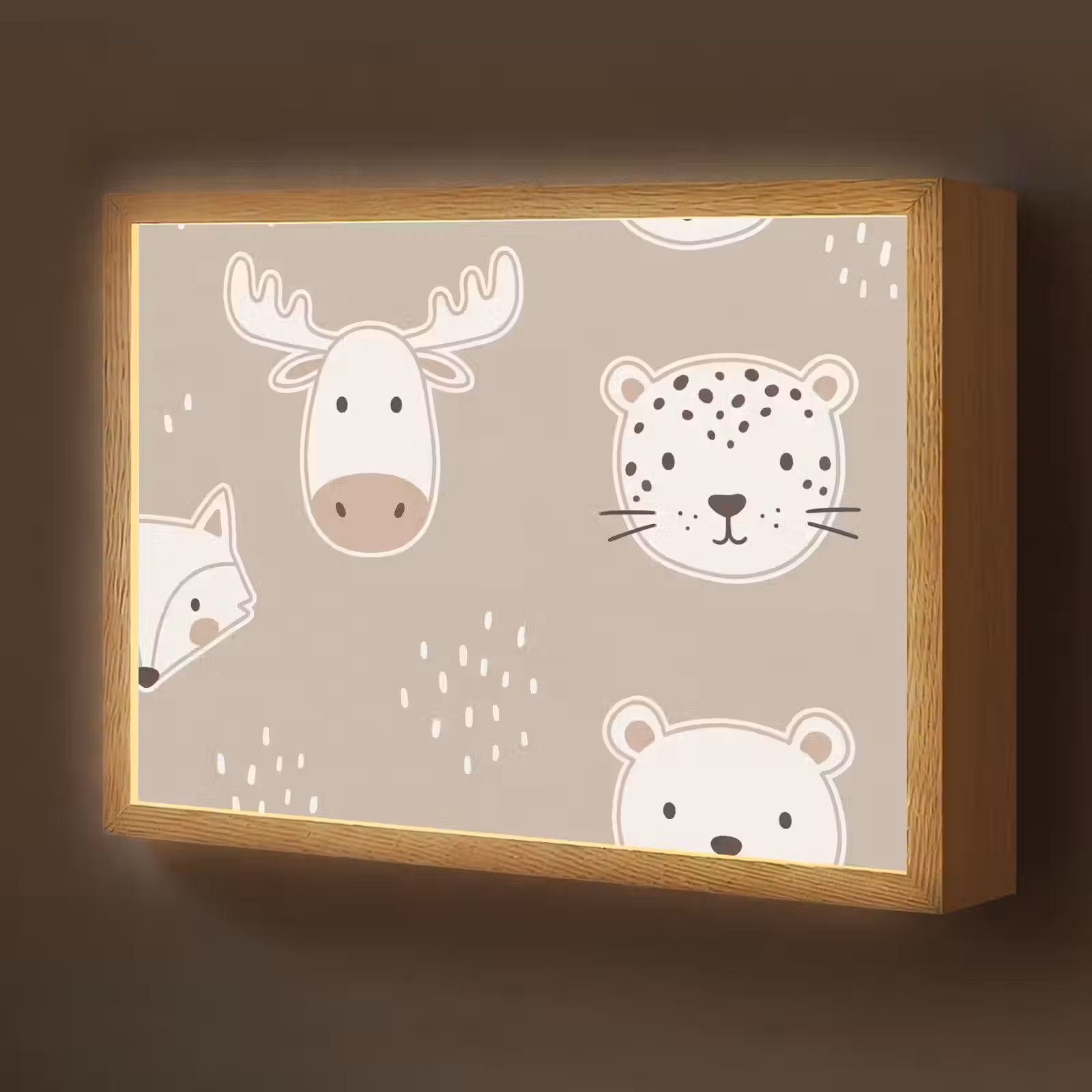 Nachtlicht Kinder - Tiere – Muster – Illustration – Modern – Beige — 1