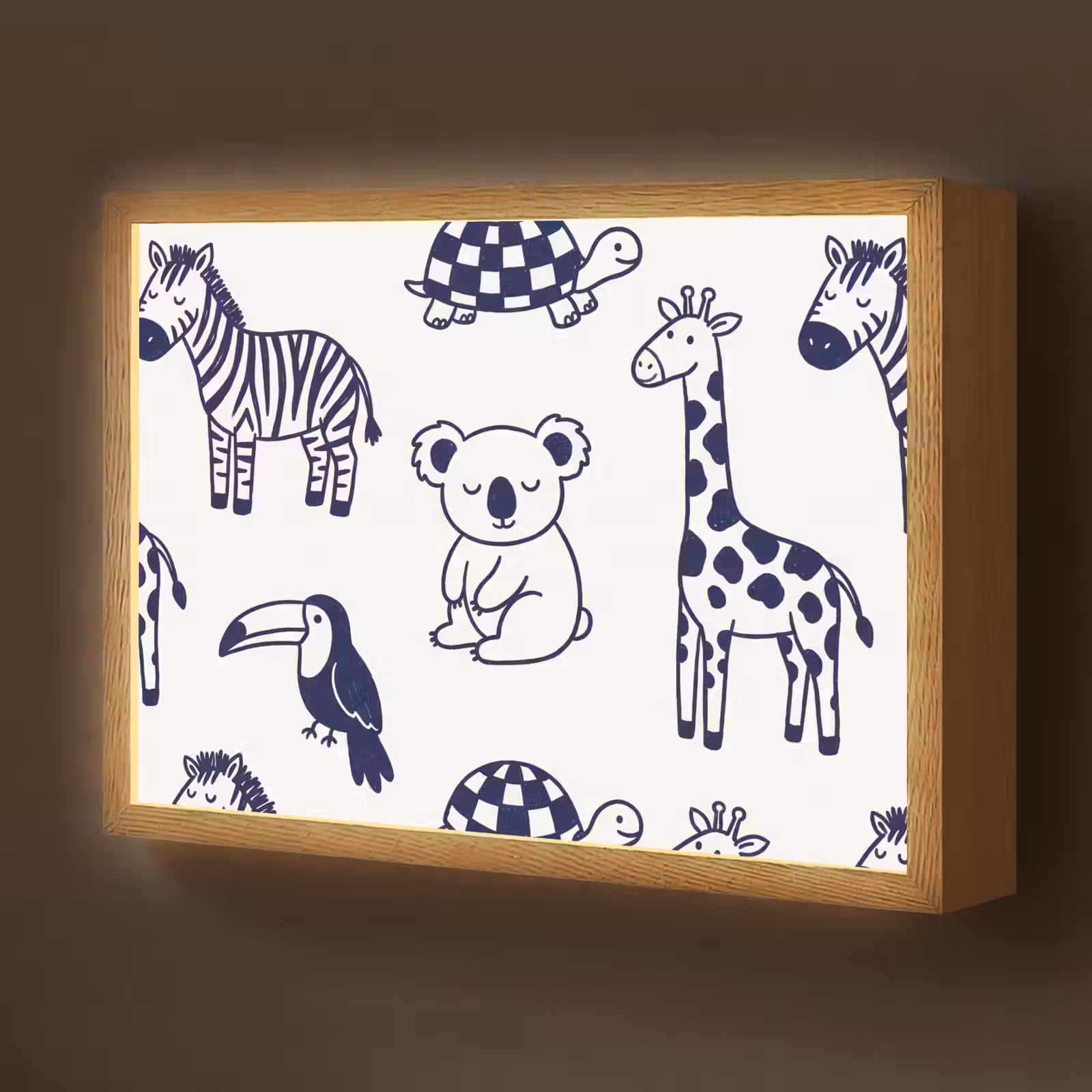Nachtlicht Kinder - Tiere – Muster – Kinderzimmer – Grafisch – Weiß-Blau — 1