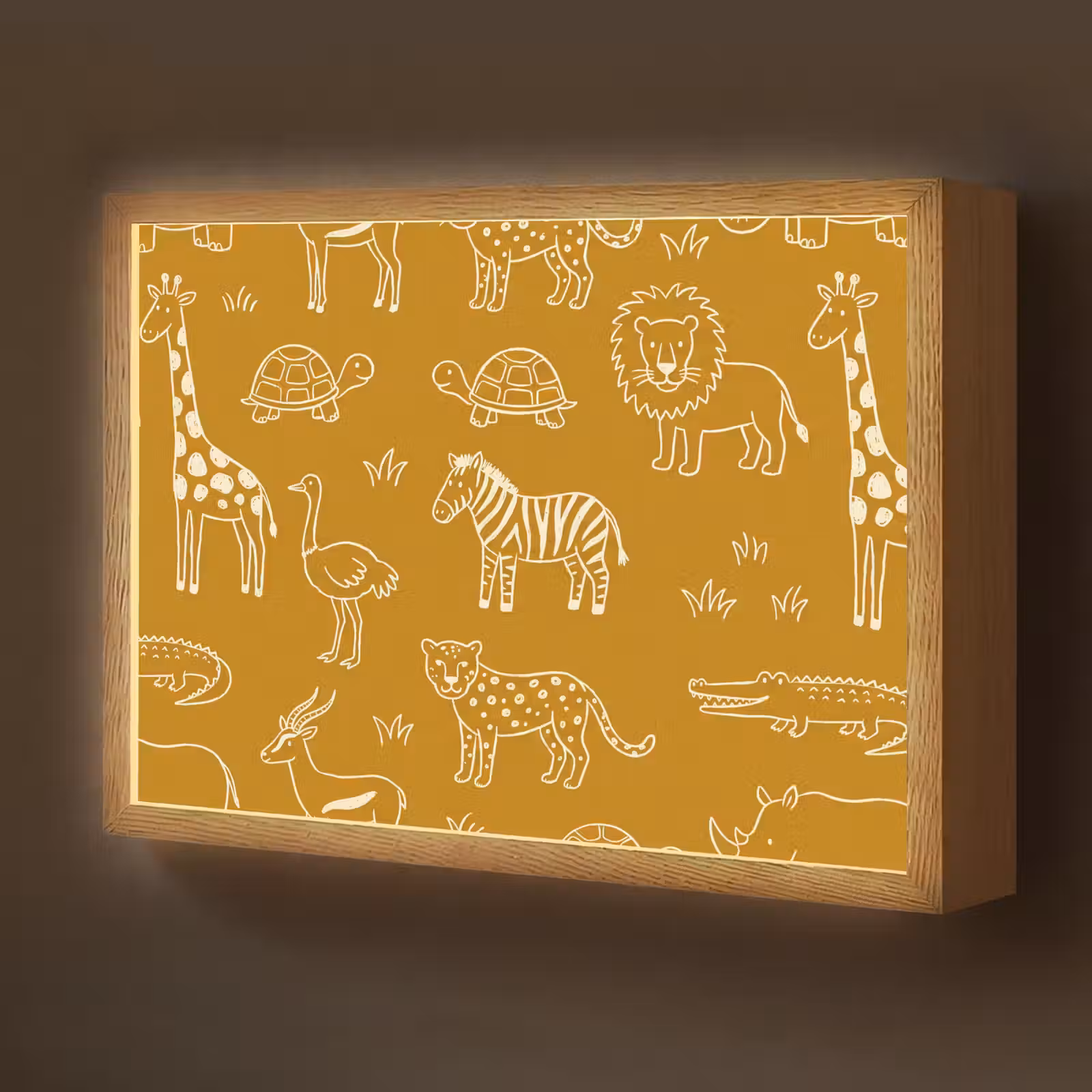 Nachtlicht Kinder - Tiere – Safari – Muster – Kindlich – Ocker — 1
