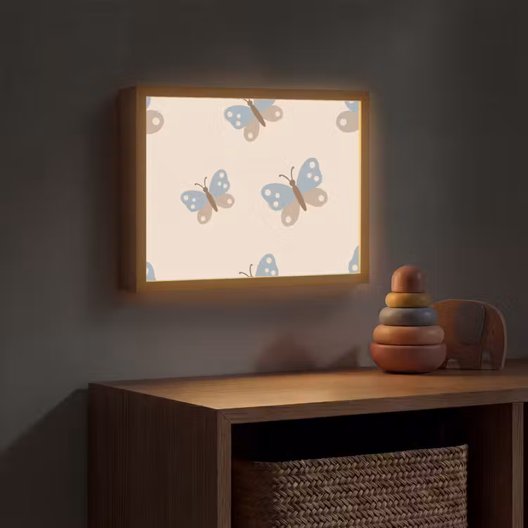 Nachtlicht Kinder - Insekt – Schmetterlingsmuster – Abstrakt – Blau – Beige — 4