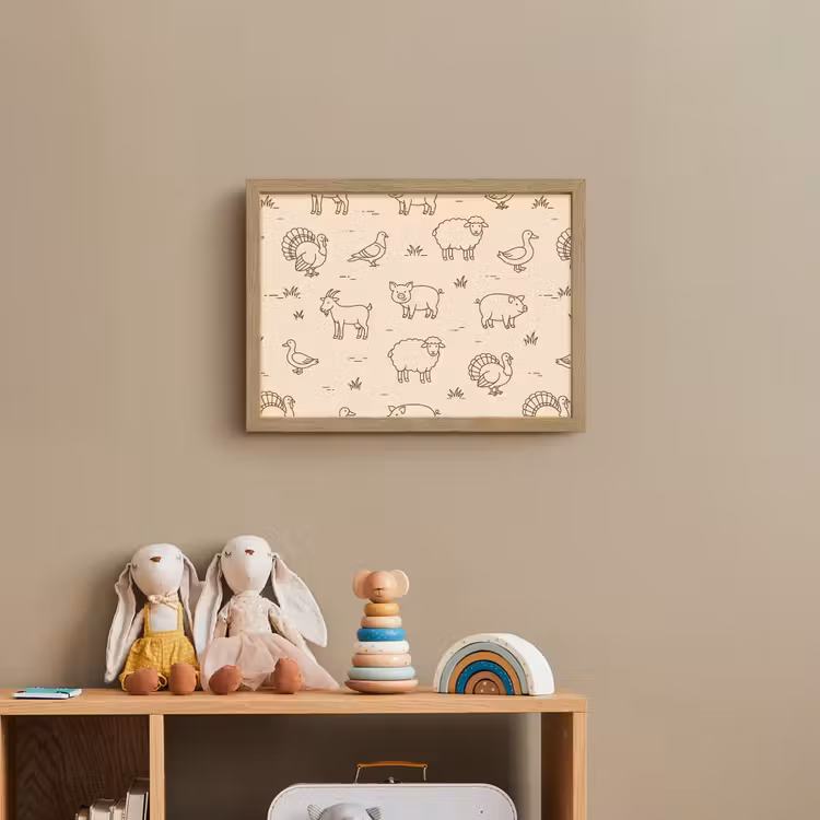Nachtlicht Kinder - Tiere – Muster – Bauernhof – Minimalistisch – Beige — 3