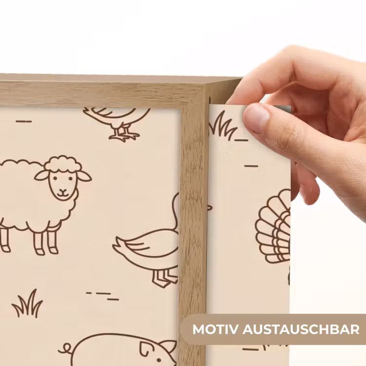 Nachtlicht Kinder - Tiere – Muster – Bauernhof – Minimalistisch – Beige — 5