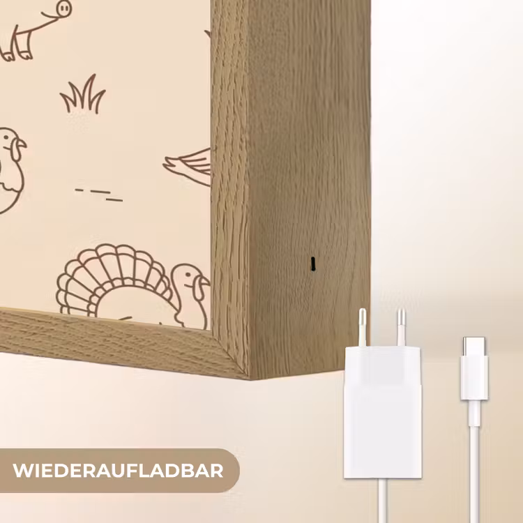 Nachtlicht Kinder - Tiere – Muster – Bauernhof – Minimalistisch – Beige — 9
