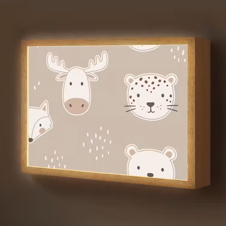 Nachtlicht Kinder - Tiere – Muster – Illustration – Modern – Beige — 1