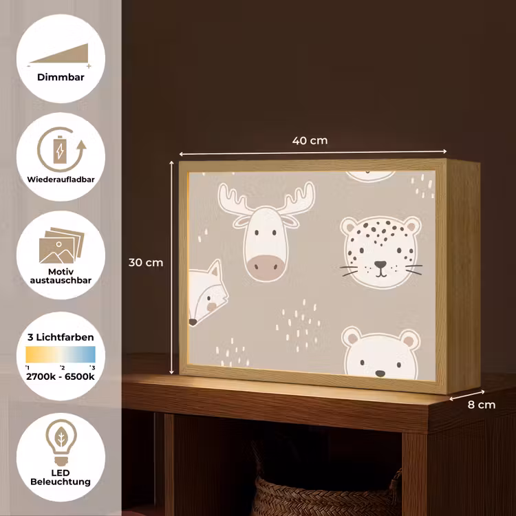 Nachtlicht Kinder - Tiere – Muster – Illustration – Modern – Beige — 10