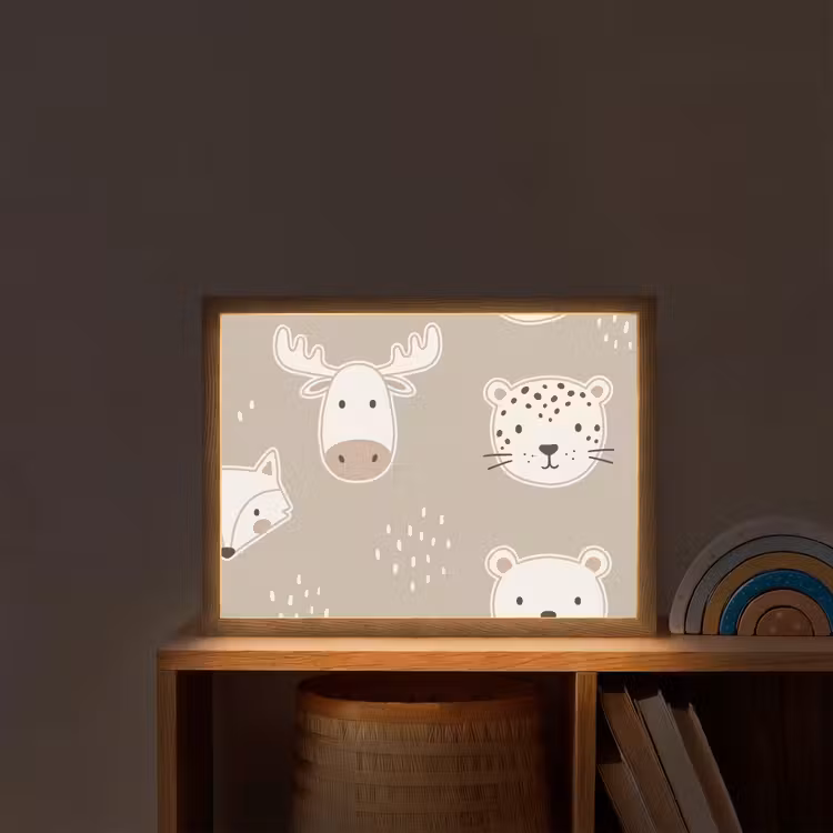 Nachtlicht Kinder - Tiere – Muster – Illustration – Modern – Beige — 2
