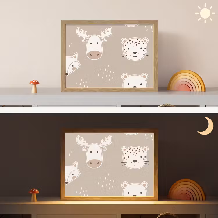 Nachtlicht Kinder - Tiere – Muster – Illustration – Modern – Beige — 6