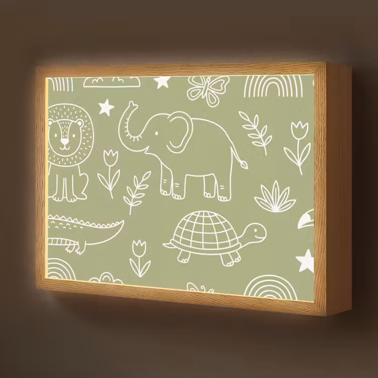 Nachtlicht Kinder - Tiere – Muster – Illustration – Natur – Grün — 1